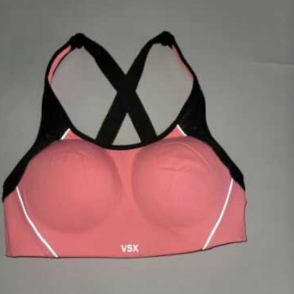 Victoria Secret VSX Sports Bra Size 32C Adjustable Cross back Straps EUC